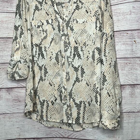 Express The Portofino Snake Skin Print Button Down Classic Shirt Size XS - Picture 4 of 10